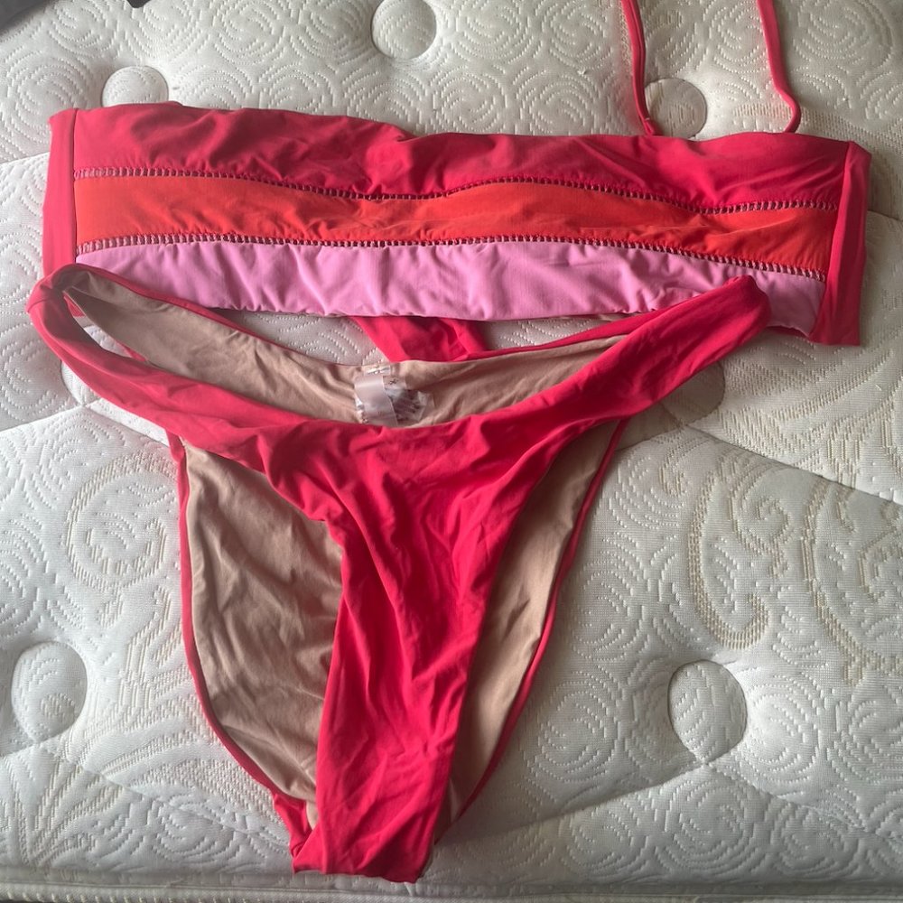 Red and Pink PQ Swimsuit size medium top and small bottoms